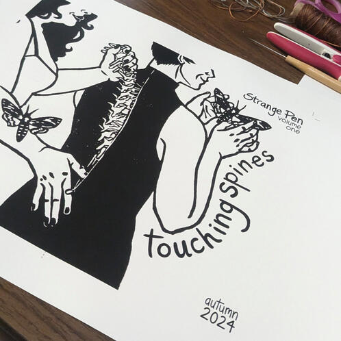 Linocut zine cover